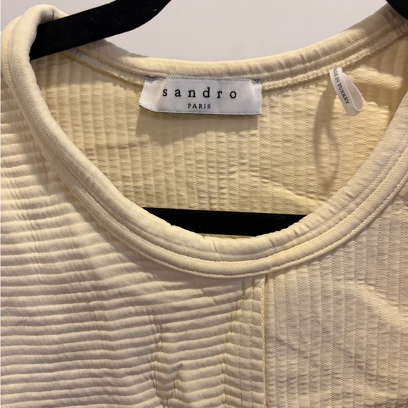 Sandro Beige Ribbed Tee - Picture 2 of 3